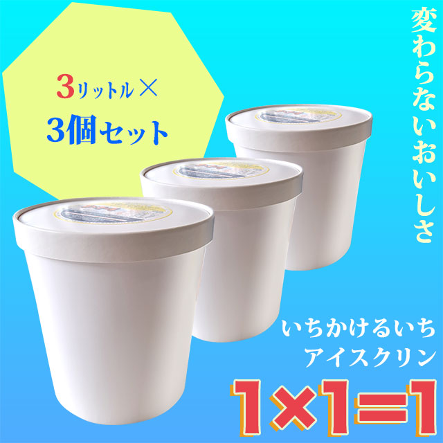 高知のアイスクリン「1×1＝1（いちかけるいち）」選べる業務用・3リットル×3個セット（3L×3）