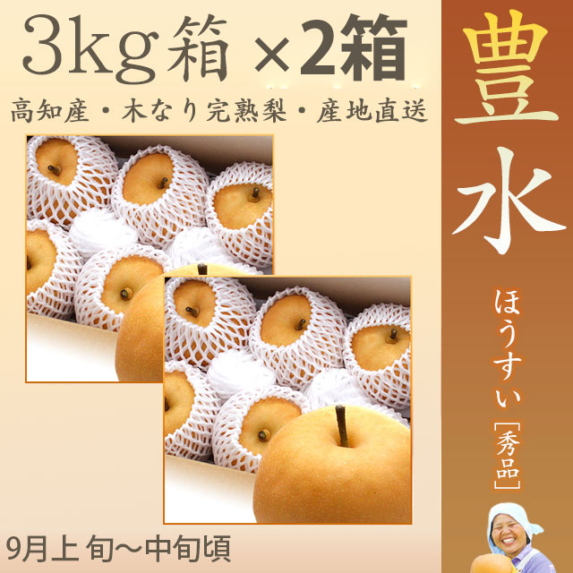 豊水　梨　（ほうすい　なし）秀品3kg（6～9玉入）×2箱セット【産地直送】